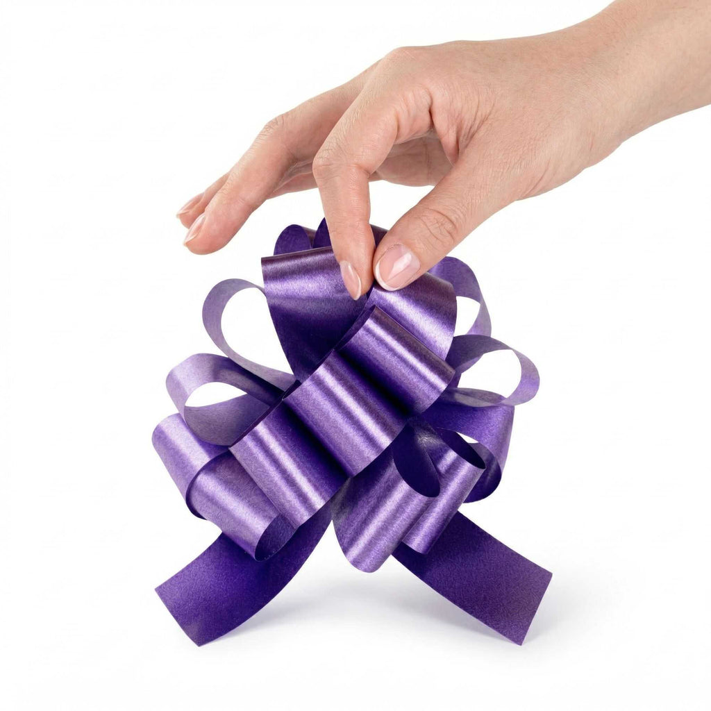 Gift Tek Purple Plastic Flora Satin Pull Bow - 5 1/2" - 1000 count box