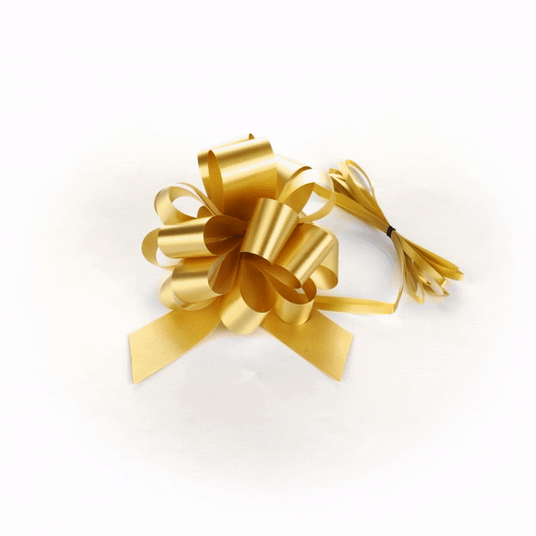 Gift Tek Gold Plastic Flora Satin Pull Bow - 5 1/2" - 10 count box