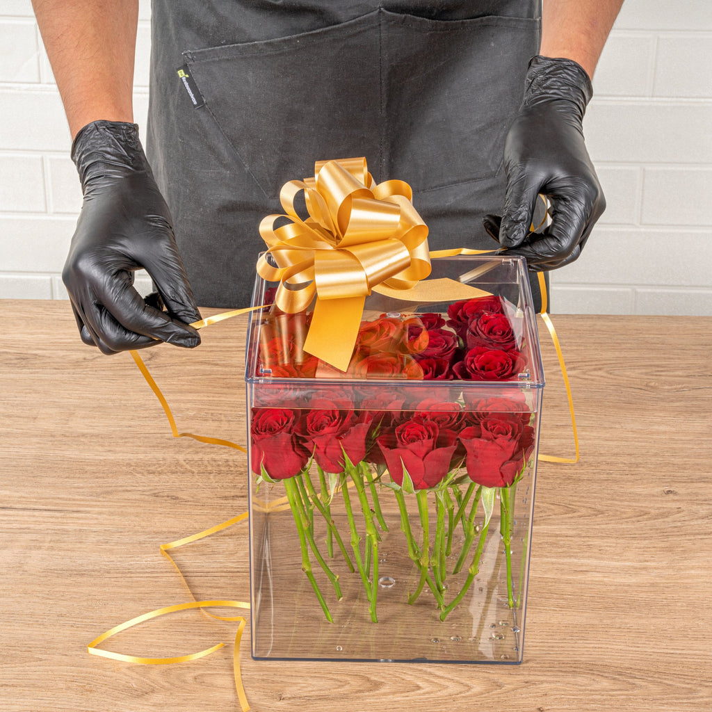 Gift Tek Gold Plastic Flora Satin Pull Bow - 5 1/2" - 10 count box