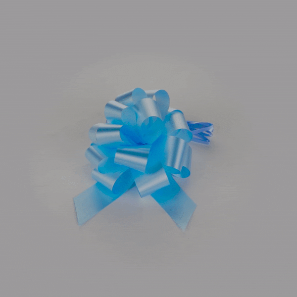 Gift Tek Light Blue Plastic Flora Satin Pull Bow - 5 1/2" - 10 count box