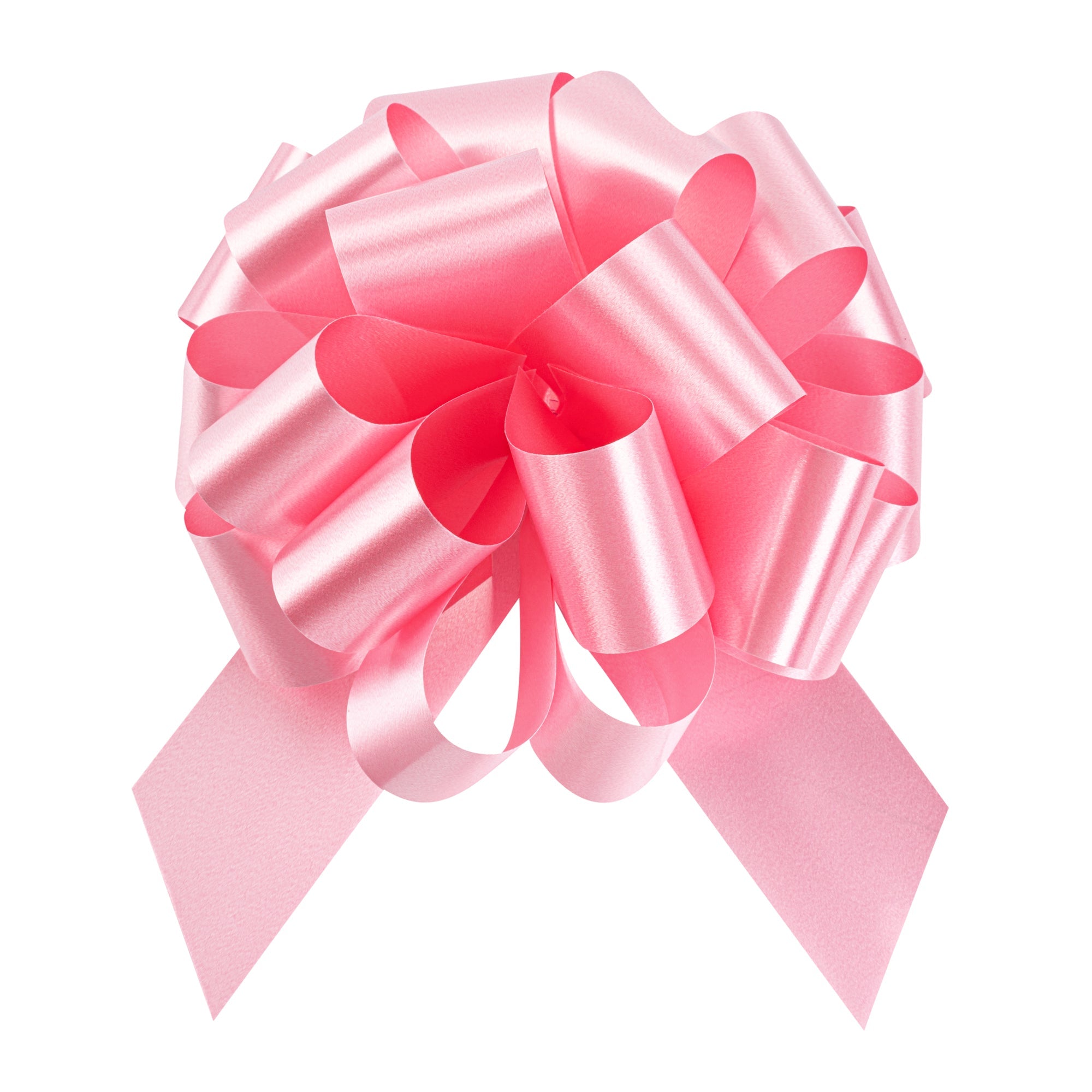 Gift Tek Light Pink Plastic Flora Satin Pull Bow - 5 1/2" - 10 count box