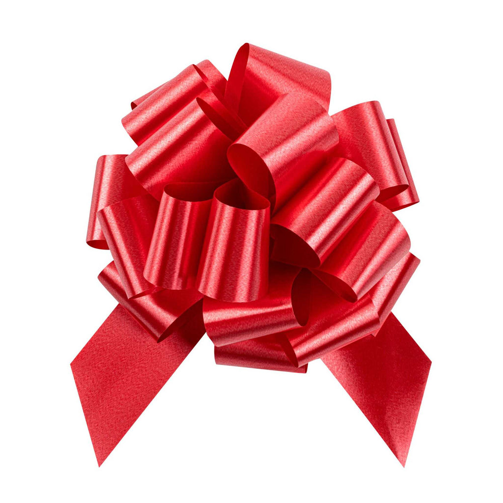 Gift Tek Red Plastic Flora Satin Pull Bow - 5 1/2" - 10 count box
