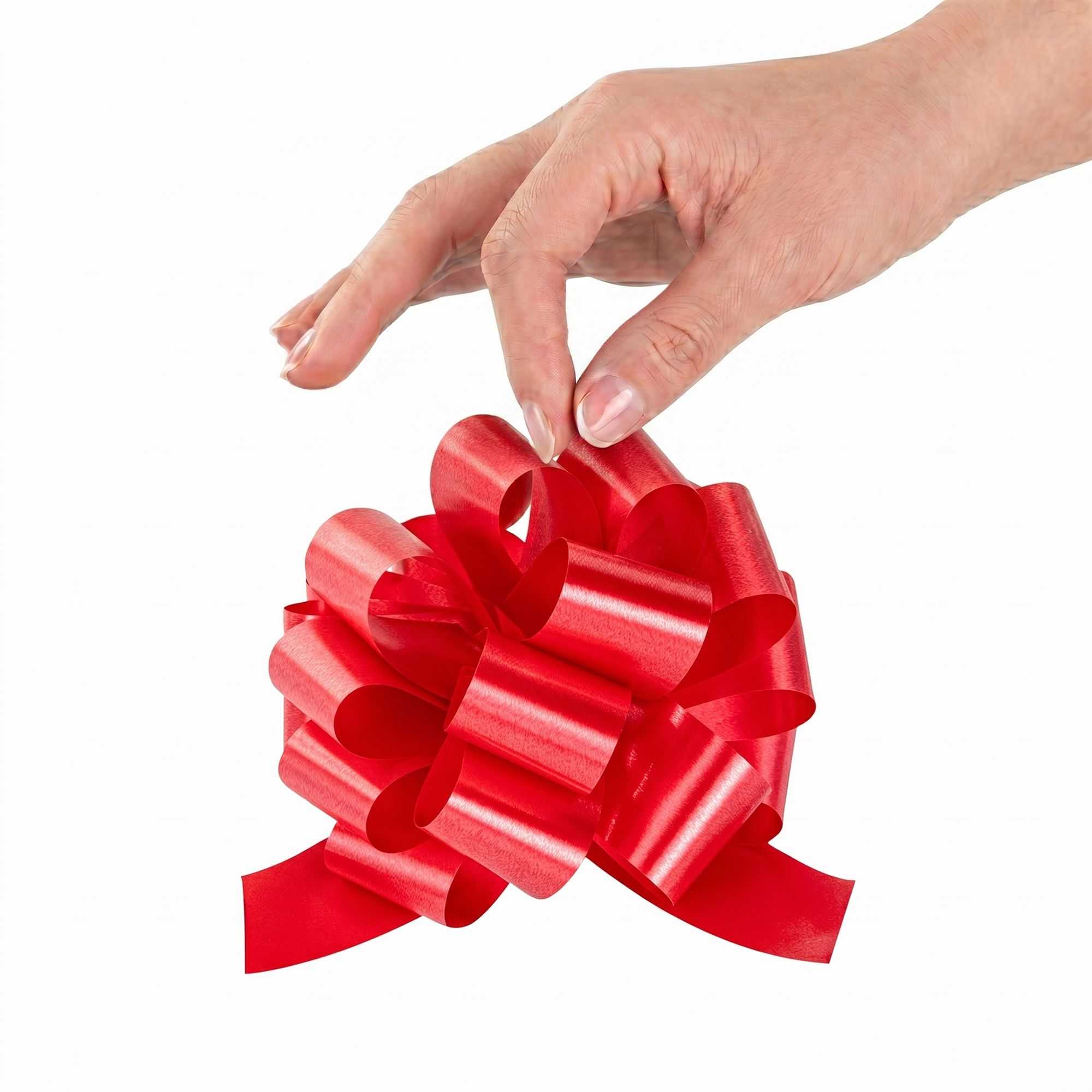 Gift Tek Red Plastic Flora Satin Pull Bow - 5 1/2" - 10 count box