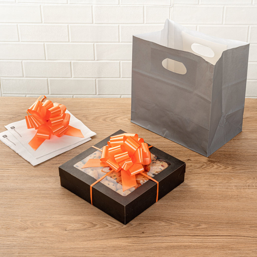 Gift Tek Orange Plastic Flora Satin Pull Bow - 5 1/2" - 10 count box