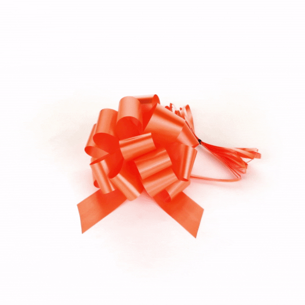 Gift Tek Orange Plastic Flora Satin Pull Bow - 5 1/2" - 1000 count box