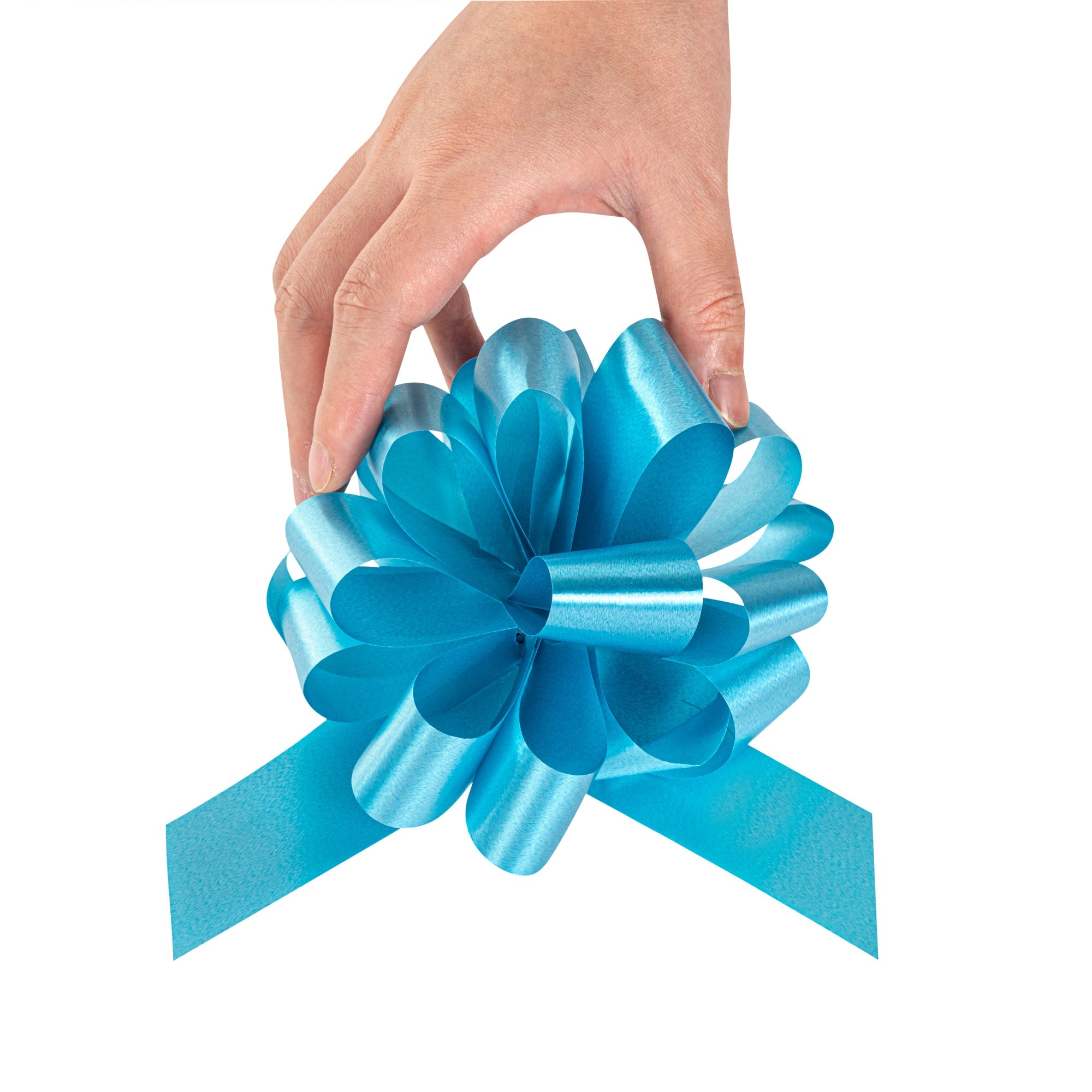 Gift Tek Teal Plastic Flora Satin Pull Bow - 5 1/2" - 1000 count box