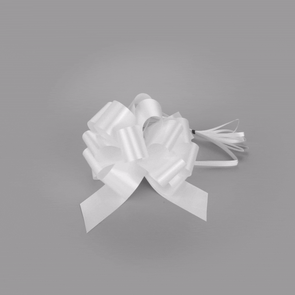 Gift Tek White Plastic Flora Satin Pull Bow - 5 1/2" - 1000 count box