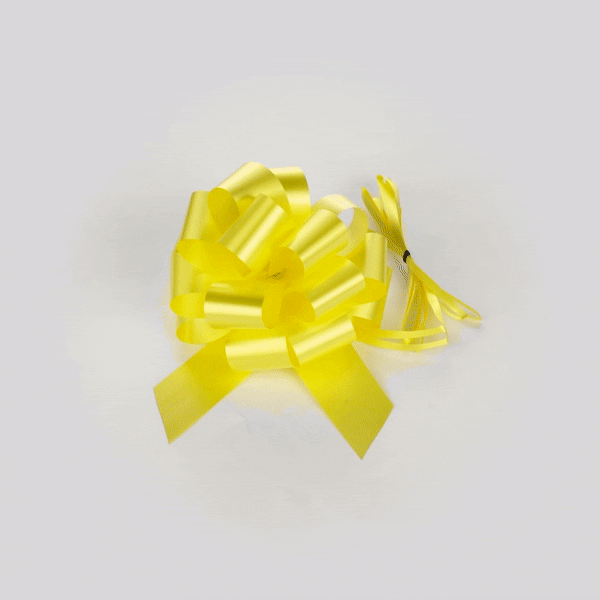 Gift Tek Yellow Plastic Flora Satin Pull Bow - 5 1/2" - 10 count box