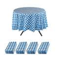 Table Tek Round Blue Gingham Plastic Table Cover - 84" - 20 count box
