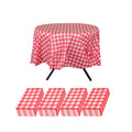 Table Tek Round Red Gingham Plastic Table Cover - 84" - 2 count box