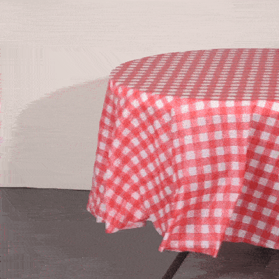Table Tek Round Red Gingham Plastic Table Cover - 84" - 2 count box