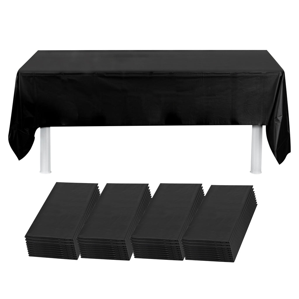 Table Tek Rectangle Black Plastic Table Cover - 108" x 54" - 2 count box