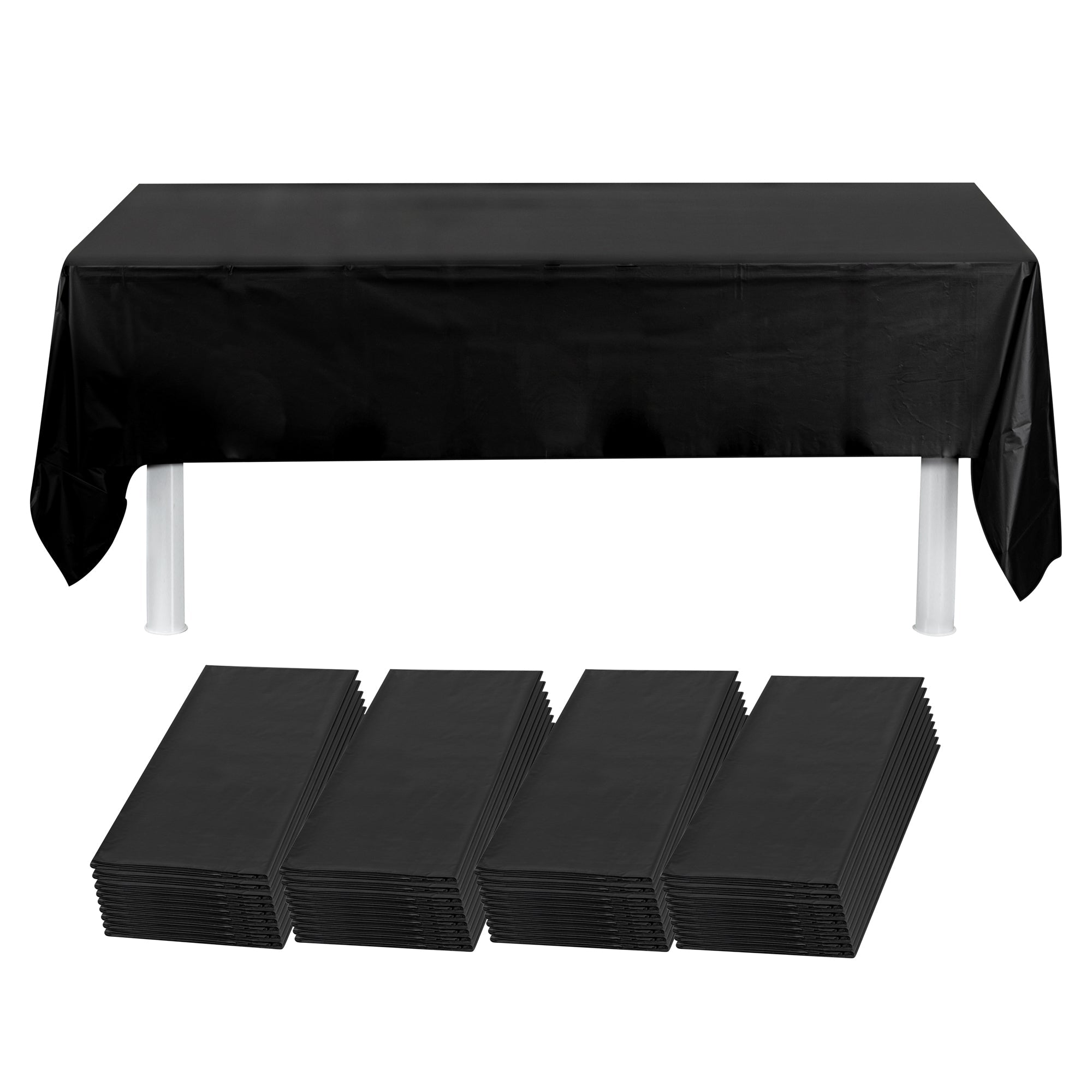 Table Tek Rectangle Black Plastic Table Cover - 108" x 54" - 2 count box