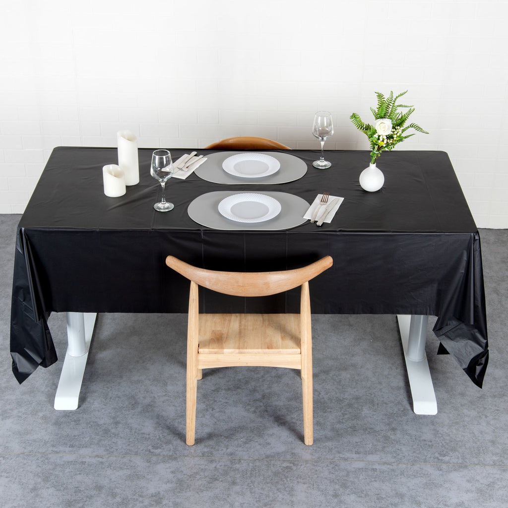 Table Tek Rectangle Black Plastic Table Cover - 108" x 54" - 2 count box