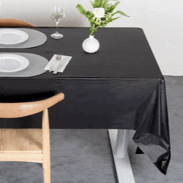 Table Tek Rectangle Black Plastic Table Cover - 108" x 54" - 2 count box