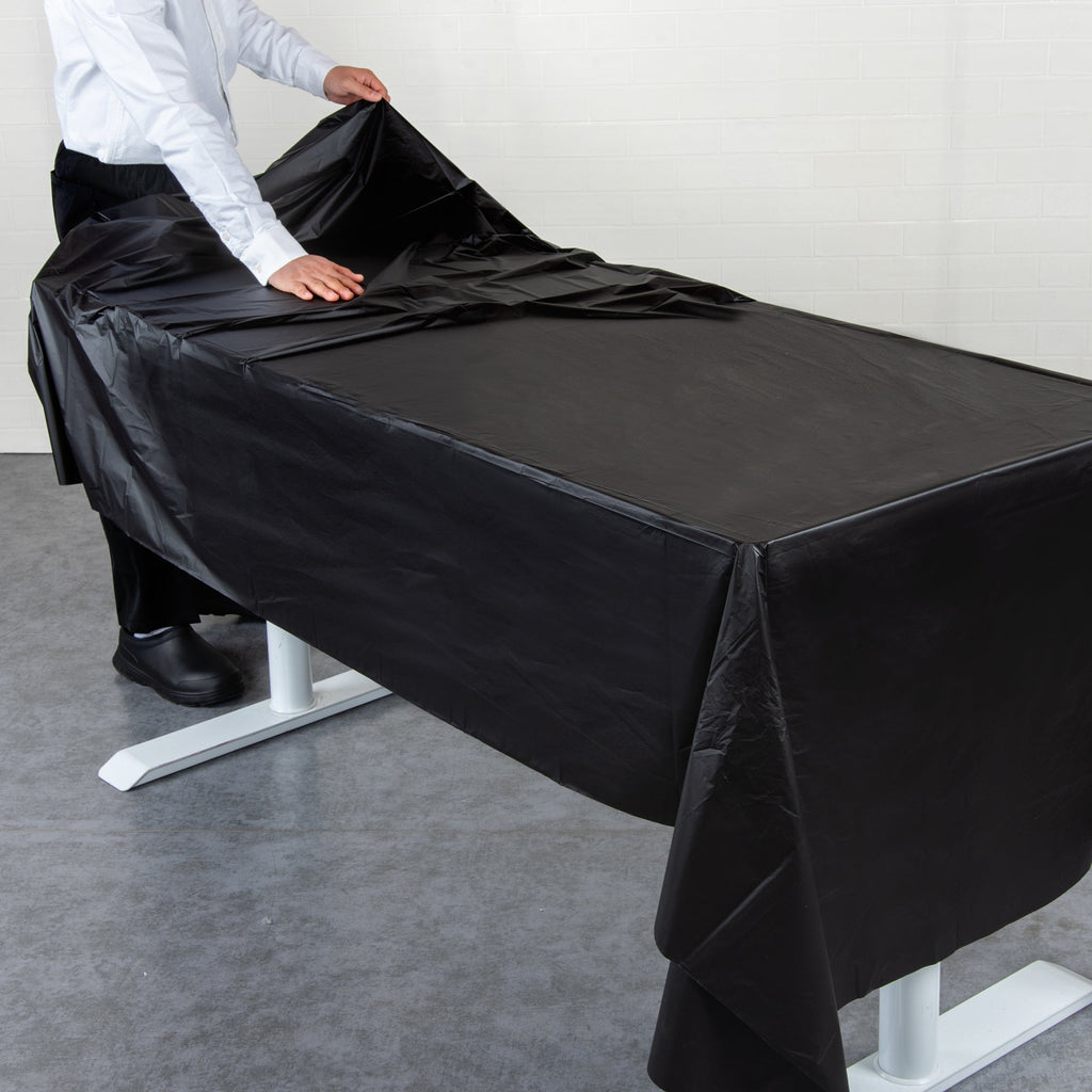 Table Tek Rectangle Black Plastic Table Cover - 108" x 54" - 2 count box