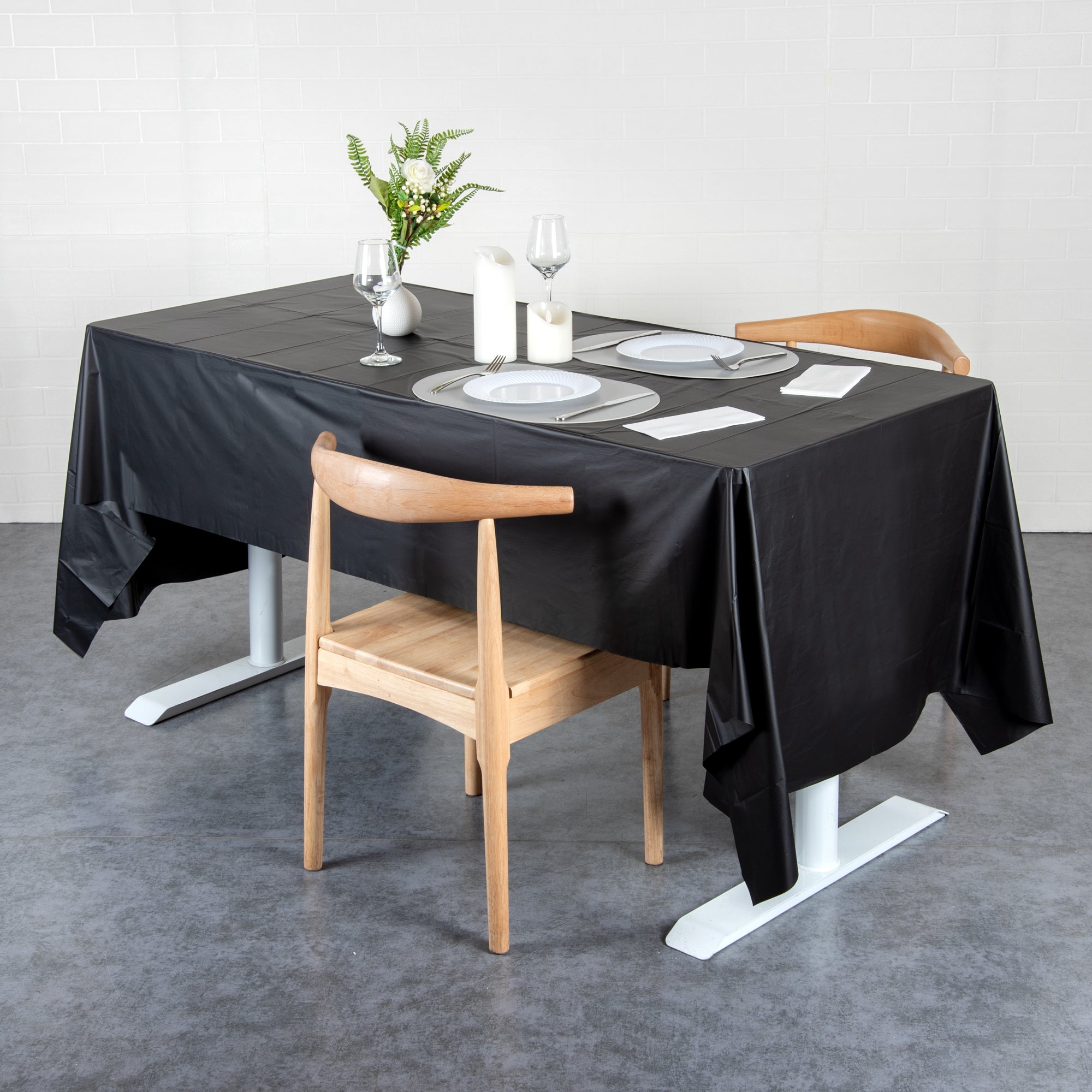 Table Tek Rectangle Black Plastic Table Cover - 108" x 54" - 2 count box