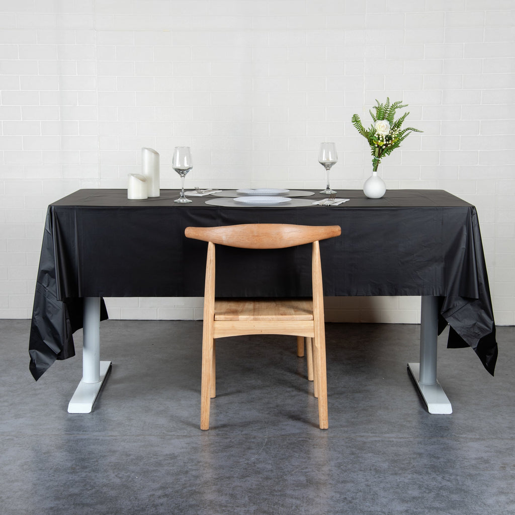 Table Tek Rectangle Black Plastic Table Cover - 108" x 54" - 20 count box