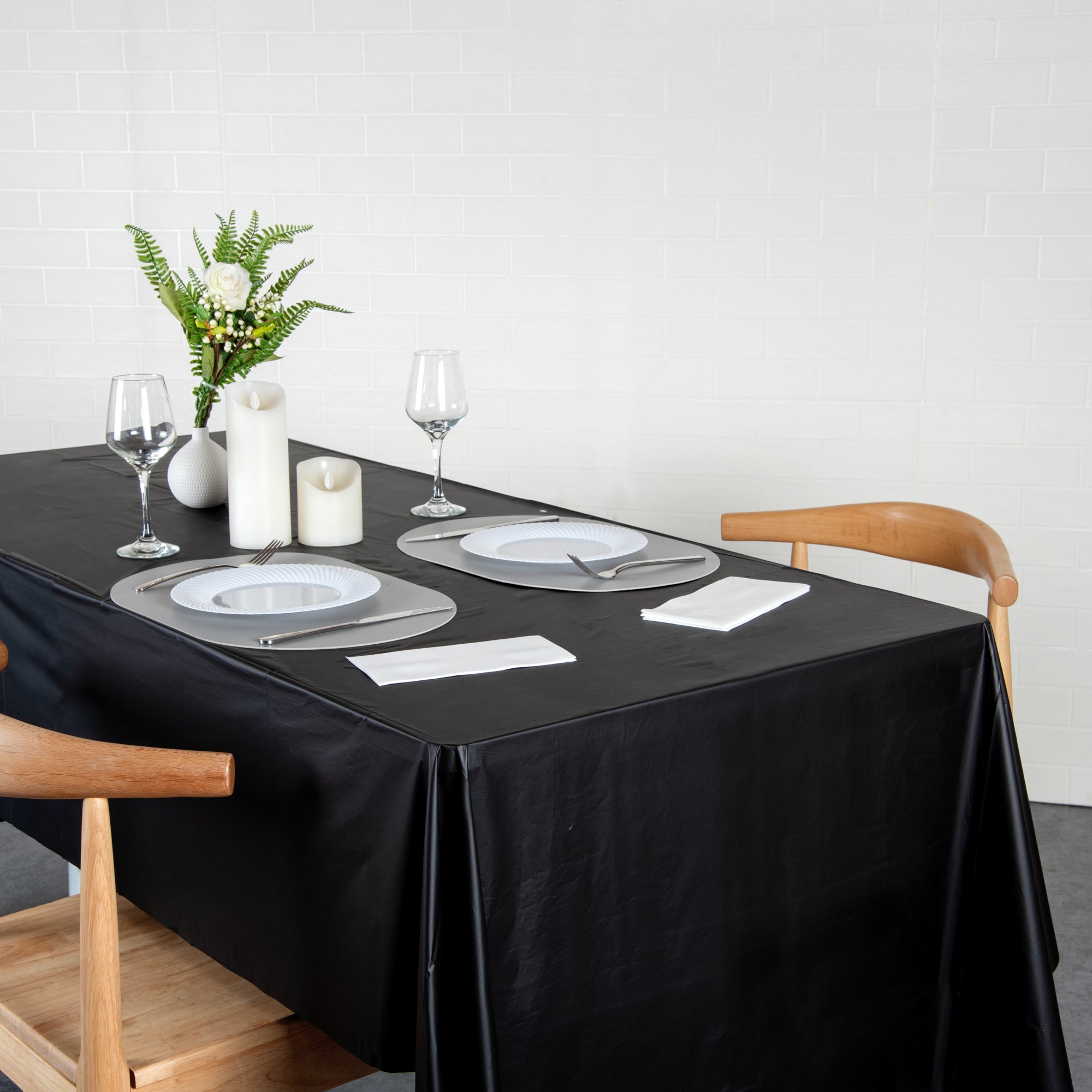 Table Tek Rectangle Black Plastic Table Cover - 108" x 54" - 20 count box