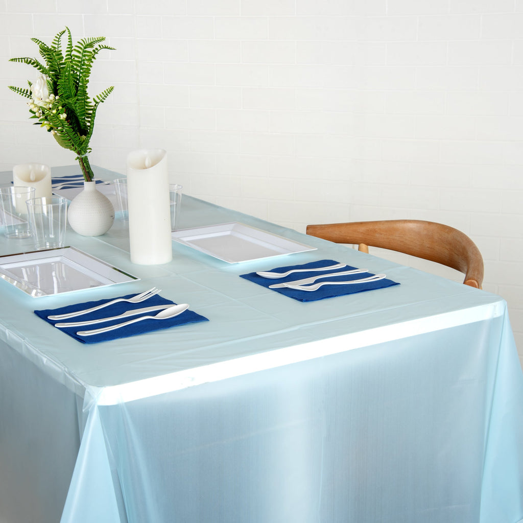 Table Tek Rectangle Blue Plastic Table Cover - 108" x 54" - 2 count box