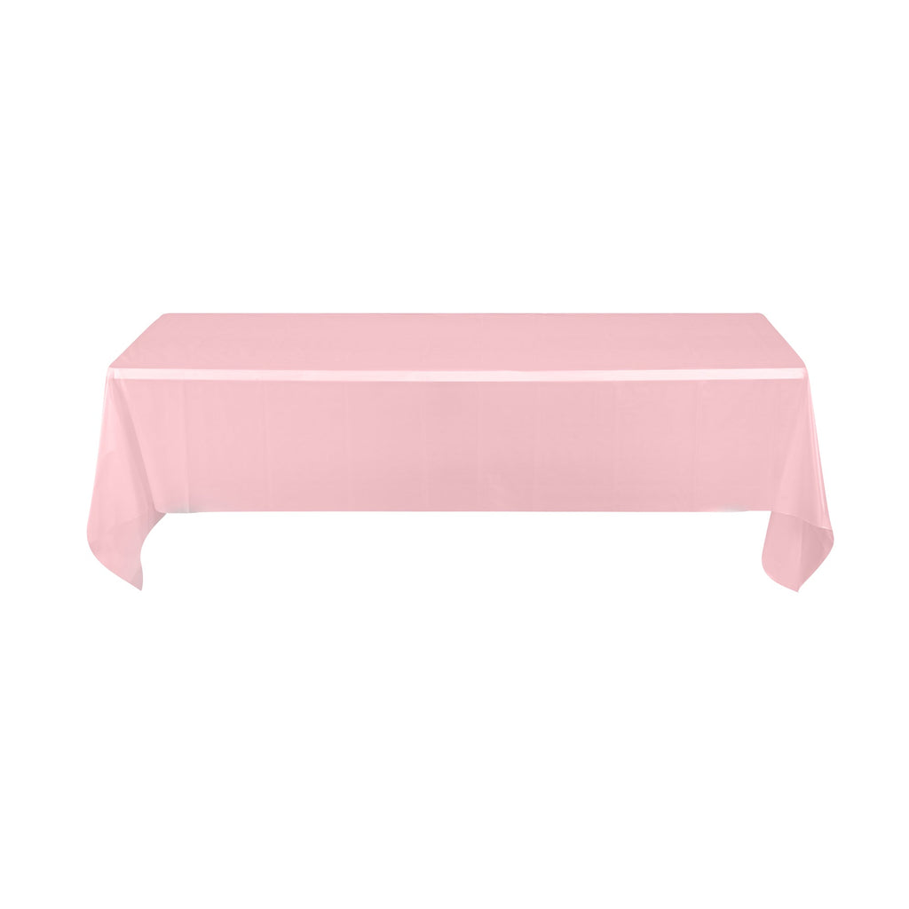 Table Tek Rectangle Pink Plastic Table Cover - 108" x 54" - 2 count box