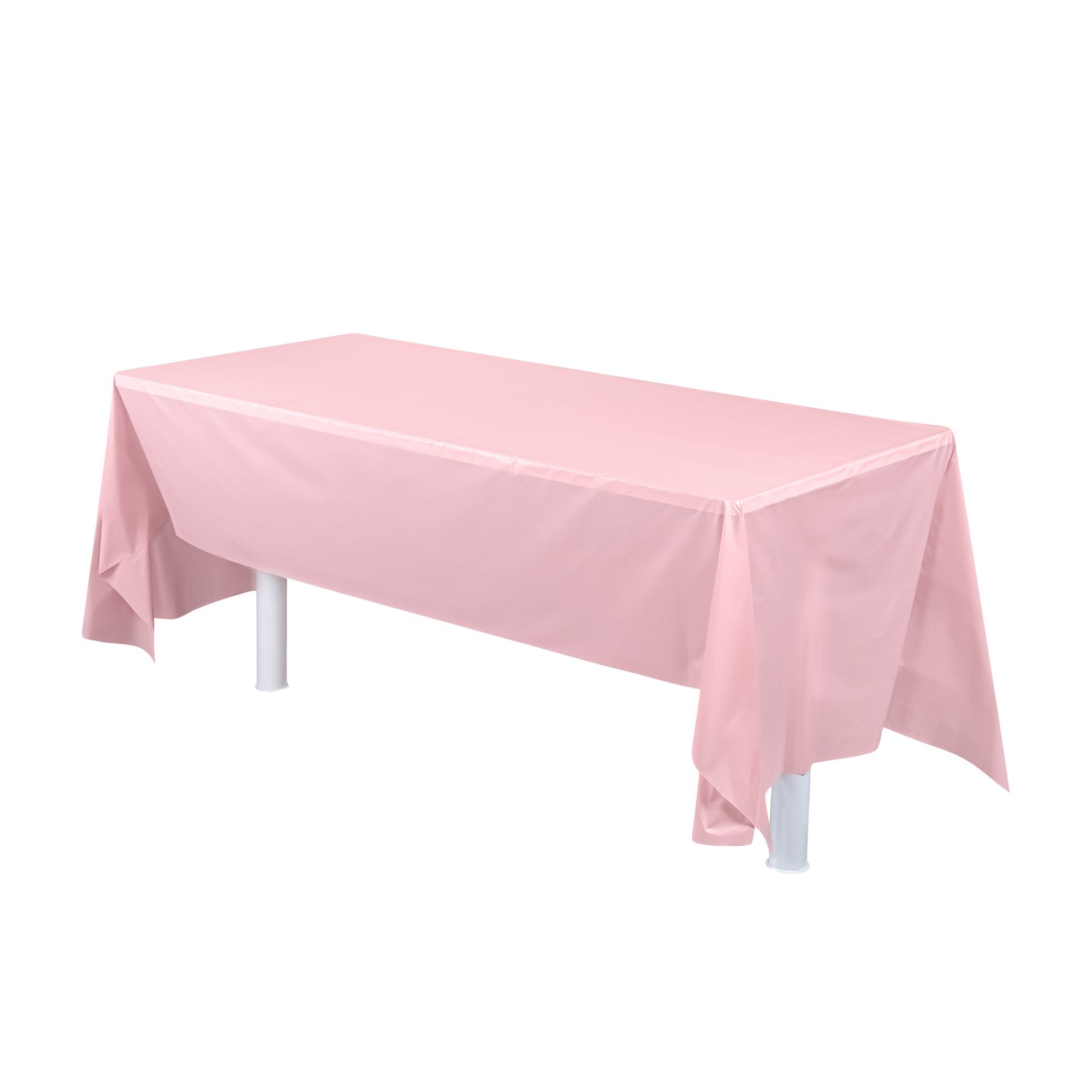 Table Tek Rectangle Pink Plastic Table Cover - 108" x 54" - 2 count box
