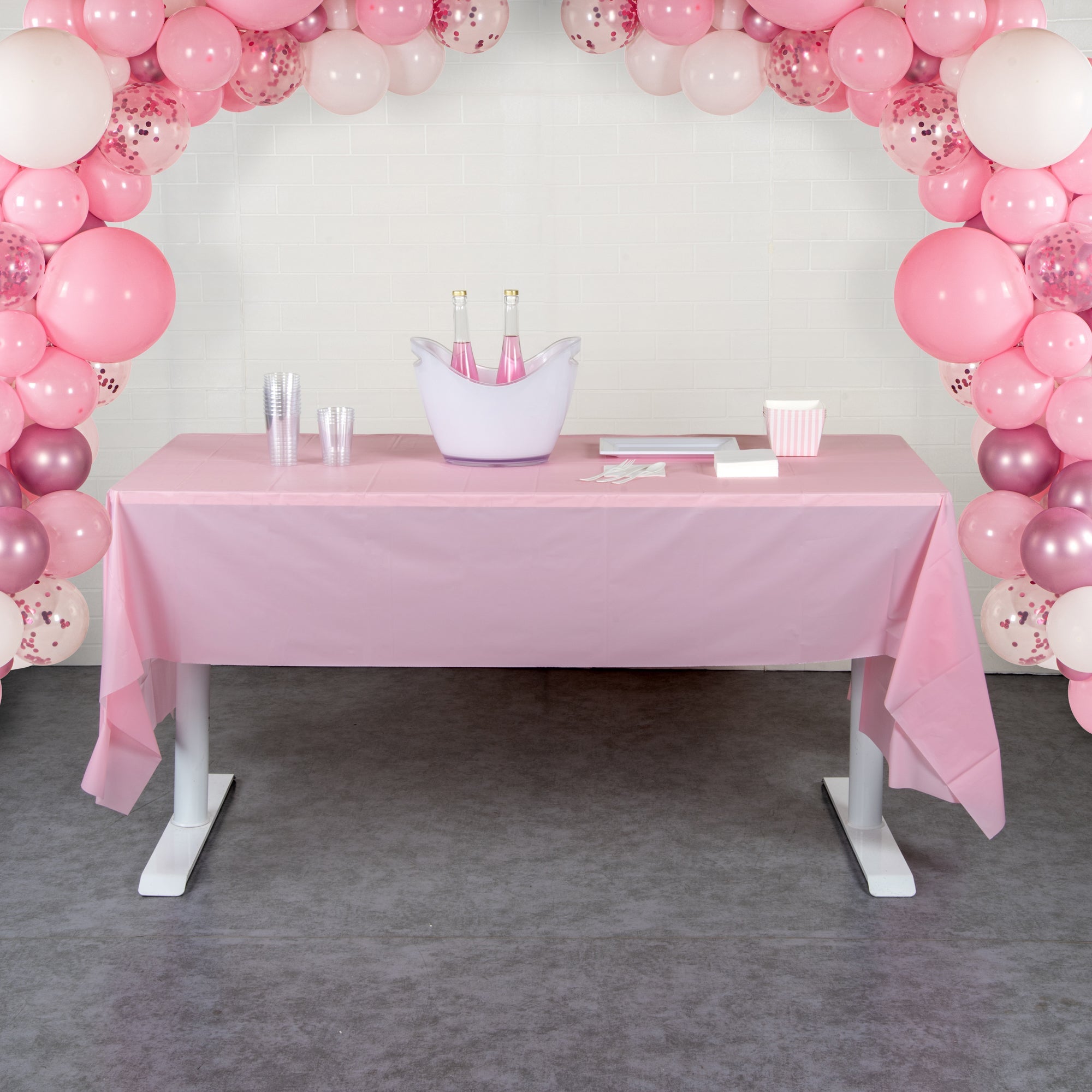 Table Tek Rectangle Pink Plastic Table Cover - 108" x 54" - 20 count box