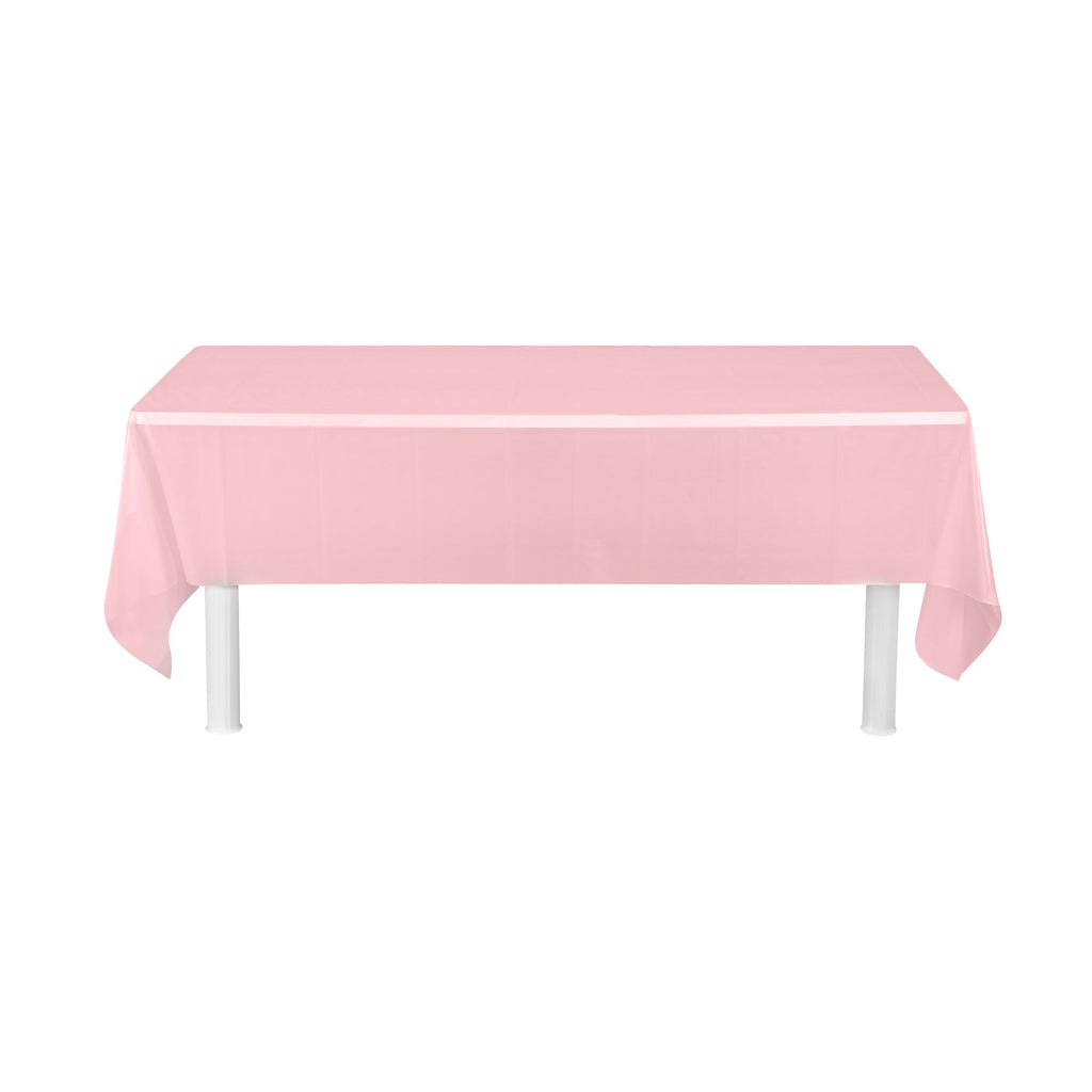 Table Tek Rectangle Pink Plastic Table Cover - 108" x 54" - 20 count box