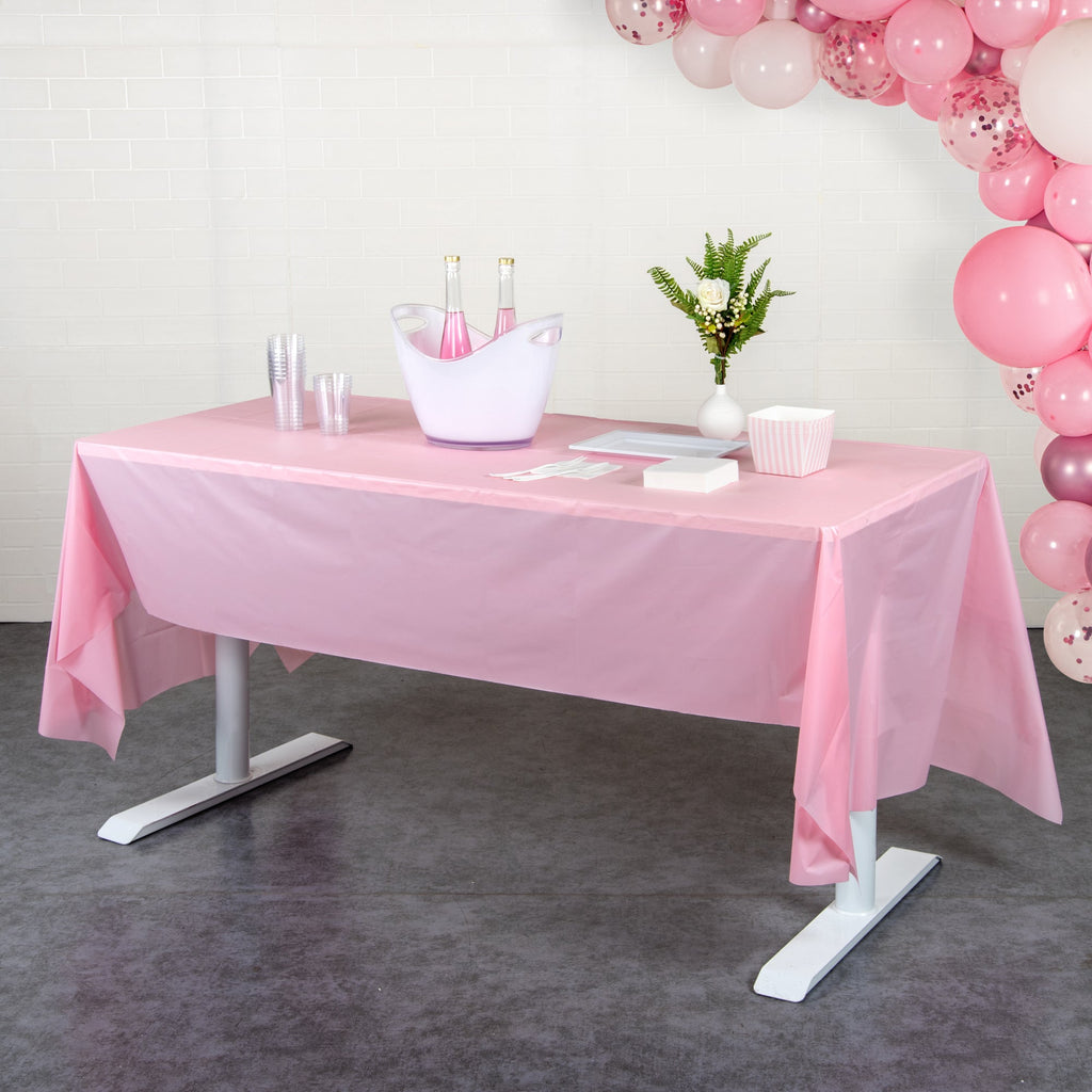 Table Tek Rectangle Pink Plastic Table Cover - 108" x 54" - 20 count box