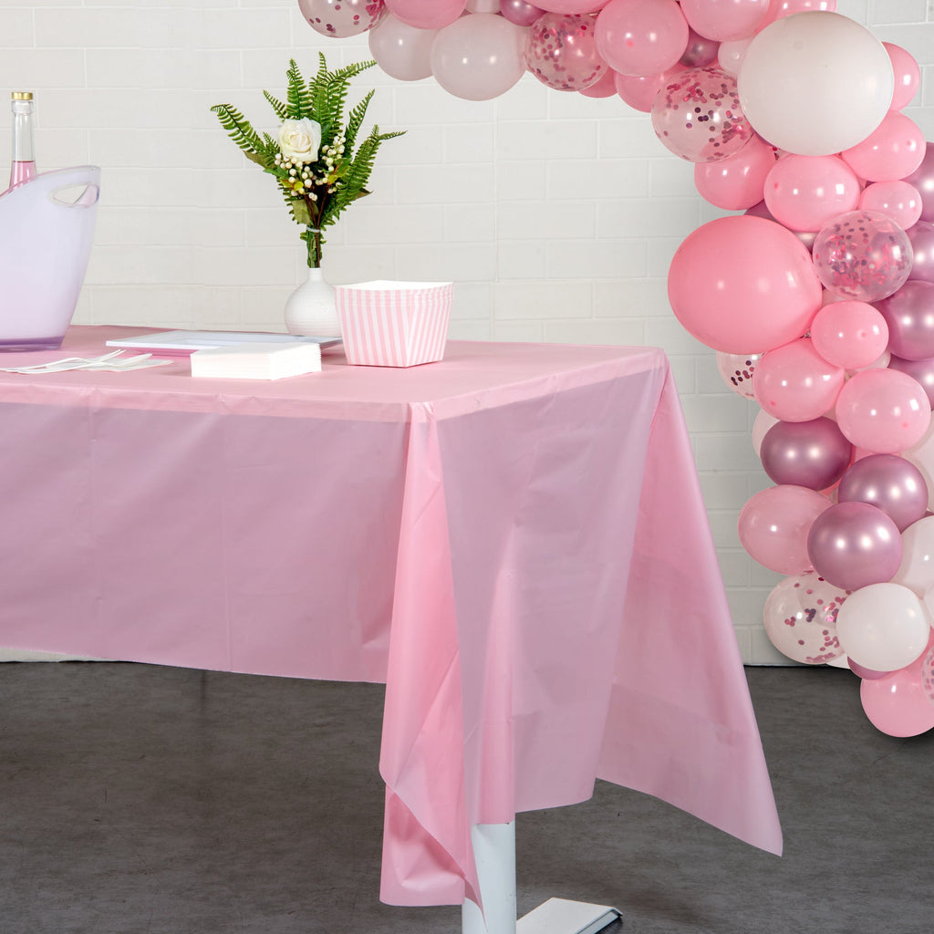 Table Tek Rectangle Pink Plastic Table Cover - 108" x 54" - 20 count box