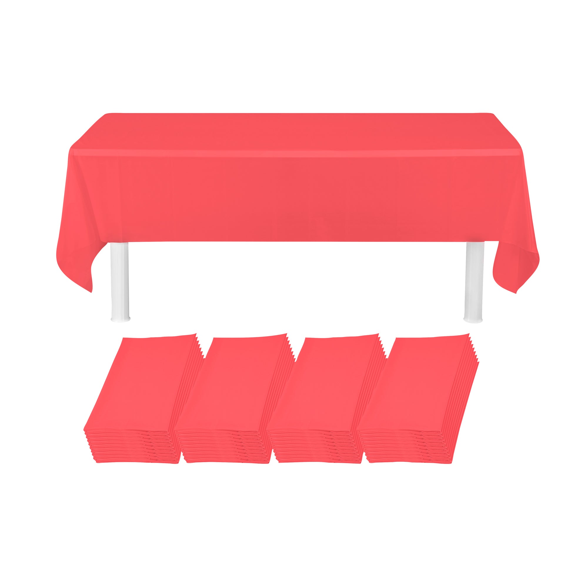 Table Tek Rectangle Red Plastic Table Cover - 108" x 54" - 2 count box