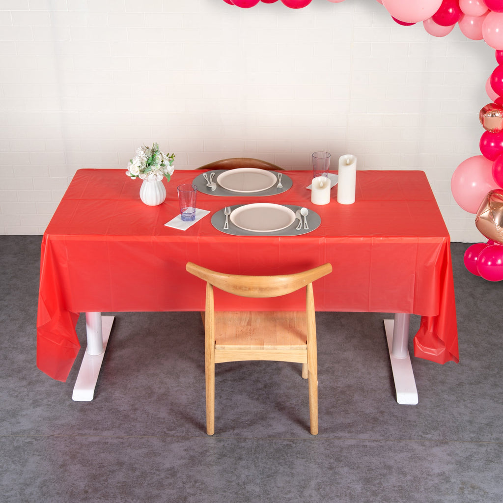 Table Tek Rectangle Red Plastic Table Cover - 108" x 54" - 2 count box
