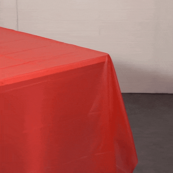 Table Tek Rectangle Red Plastic Table Cover - 108" x 54" - 20 count box