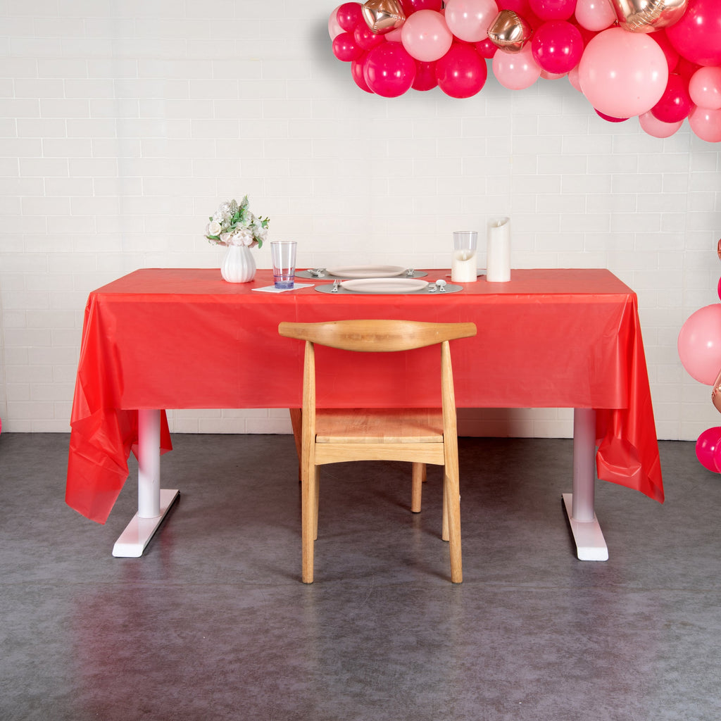 Table Tek Rectangle Red Plastic Table Cover - 108" x 54" - 20 count box
