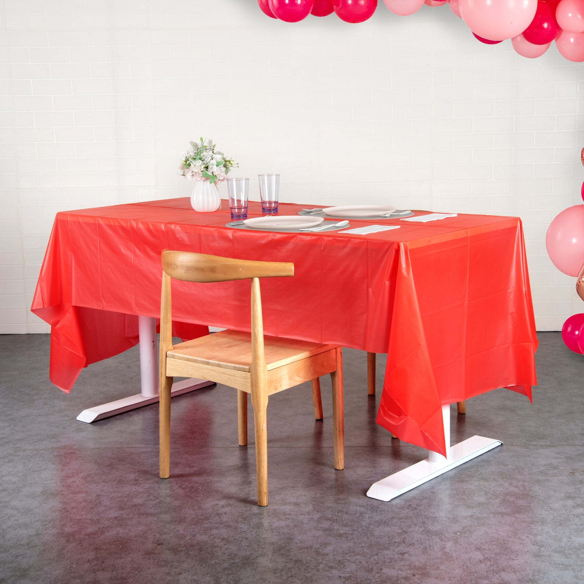 Table Tek Rectangle Red Plastic Table Cover - 108" x 54" - 20 count box