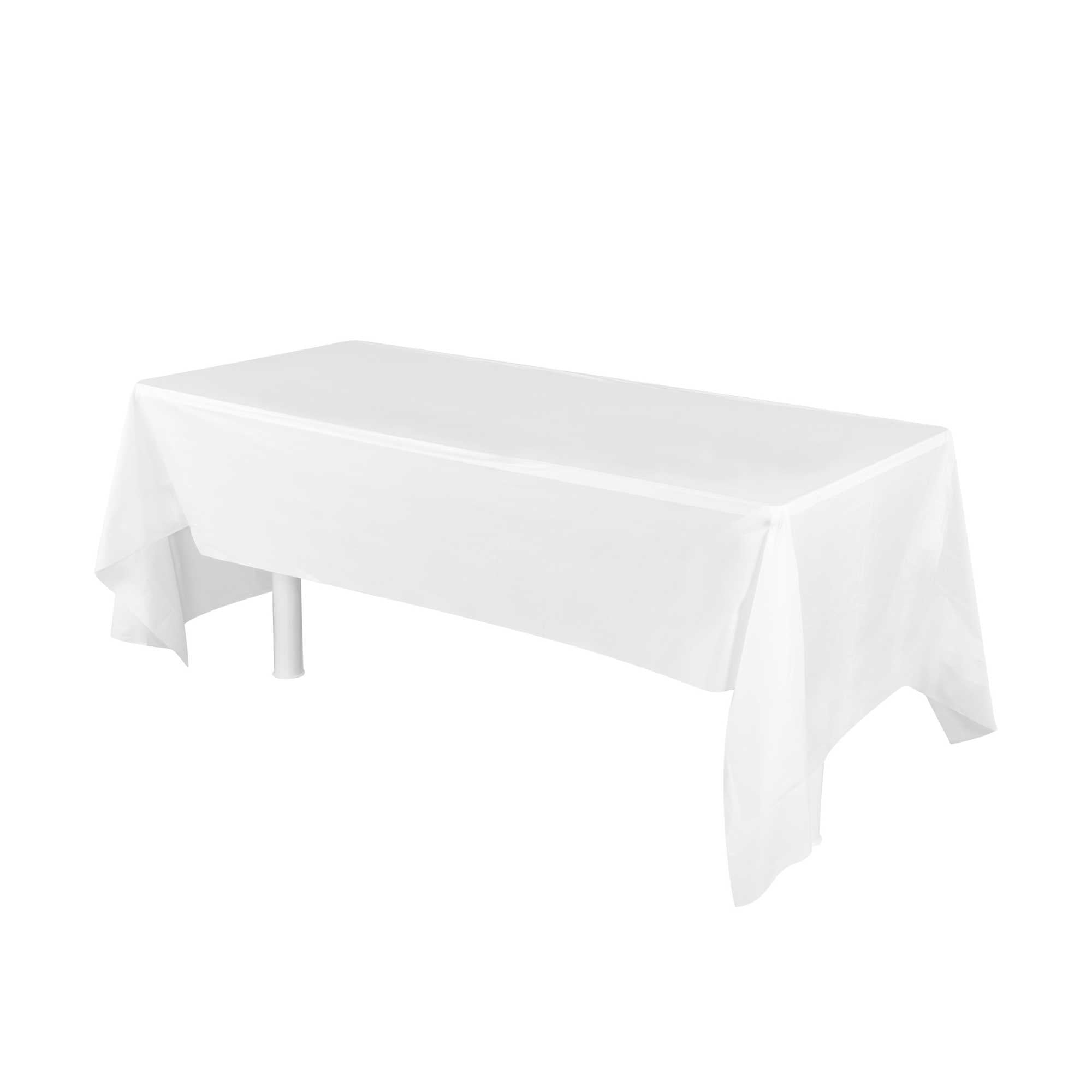 Table Tek Rectangle White Plastic Table Cover - 108" x 54" - 2 count box