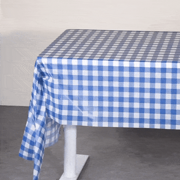Table Tek Rectangle Blue Gingham Plastic Table Cover - 108" x 54" - 2 count box
