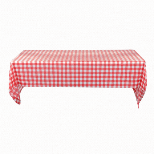 Table Tek Rectangle Red Gingham Plastic Table Cover - 108" x 54" - 2 count box
