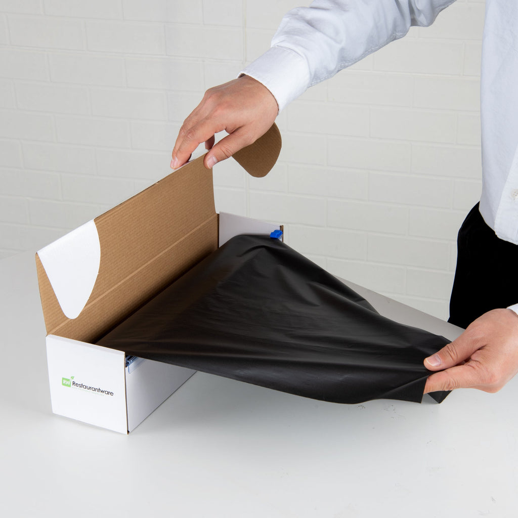 Table Tek Black Plastic Table Cover Roll - with Slide Cutter - 100' x 54" - 1 count box