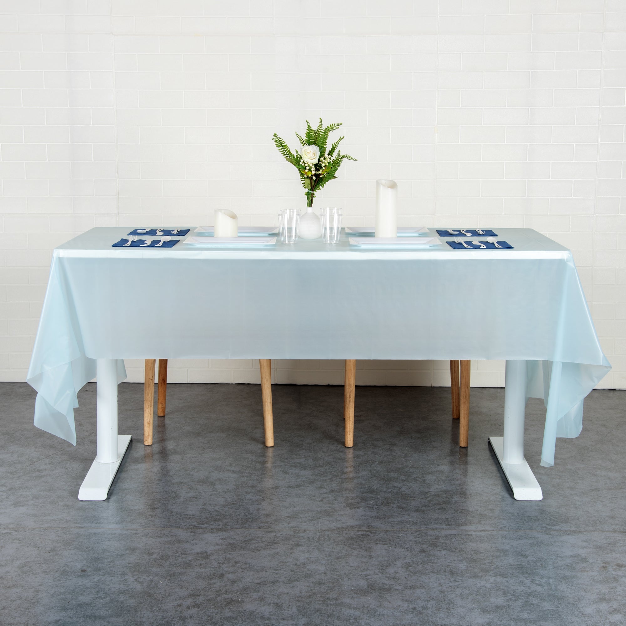 Table Tek Blue Plastic Table Cover Roll - with Slide Cutter - 100' x 54" - 1 count box