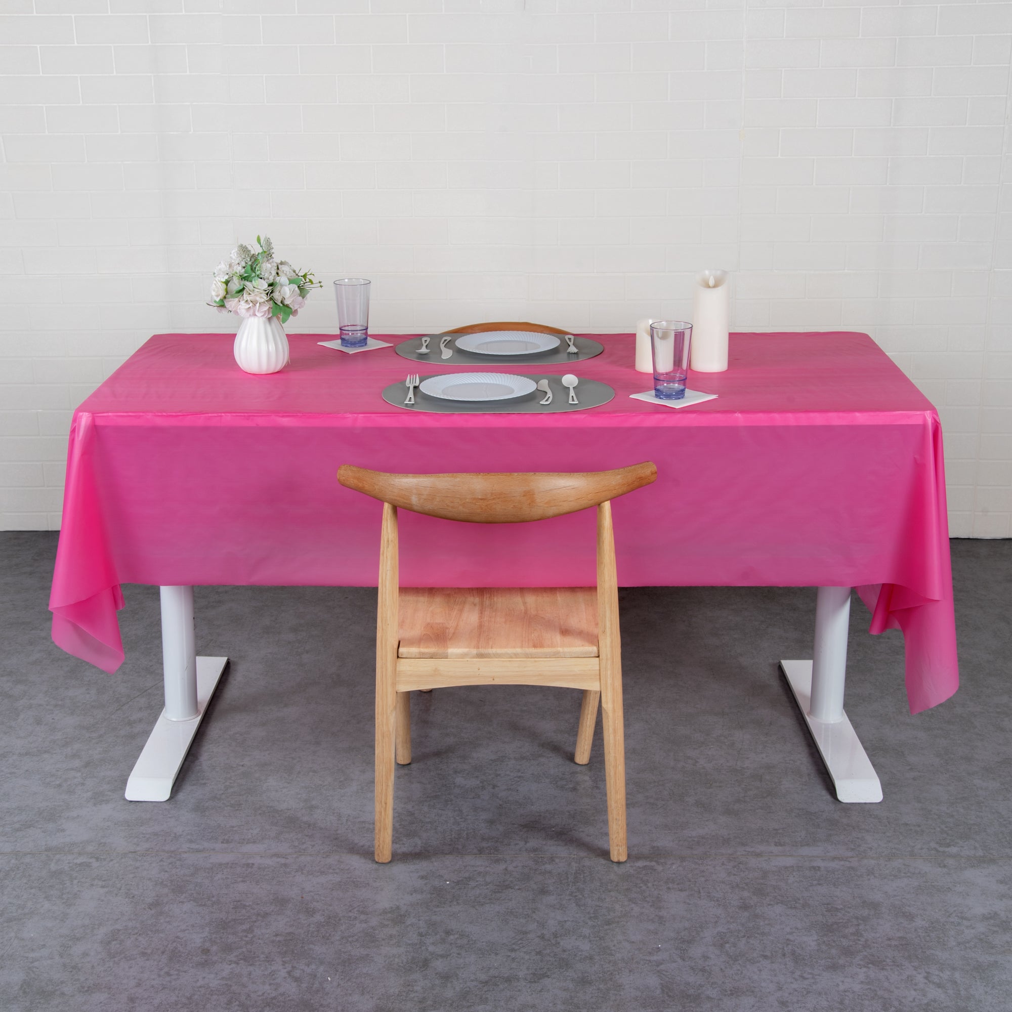 Table Tek Pink Plastic Table Cover Roll - with Slide Cutter - 100' x 54" - 1 count box