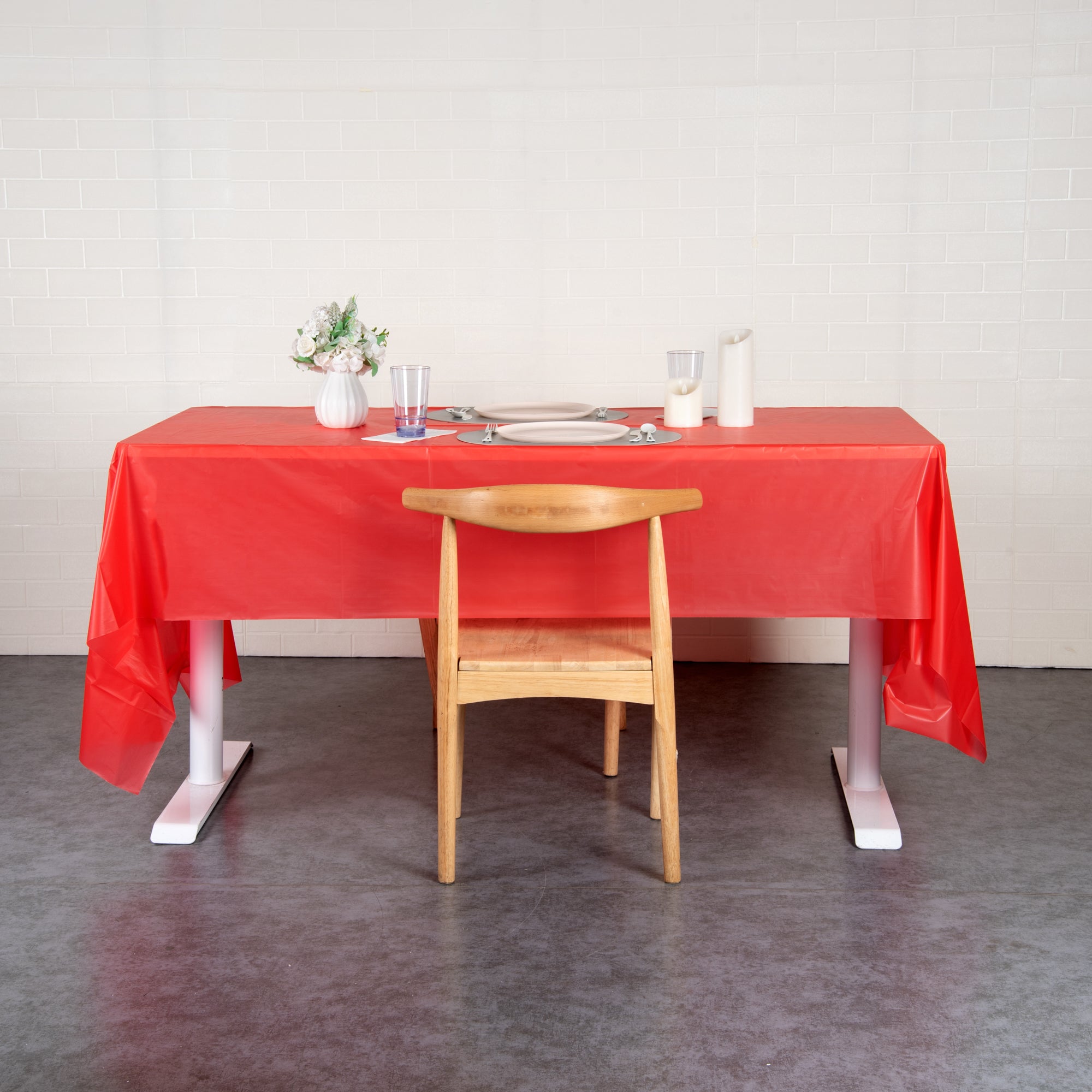 Table Tek Red Plastic Table Cover Roll - with Slide Cutter - 100' x 54" - 1 count box