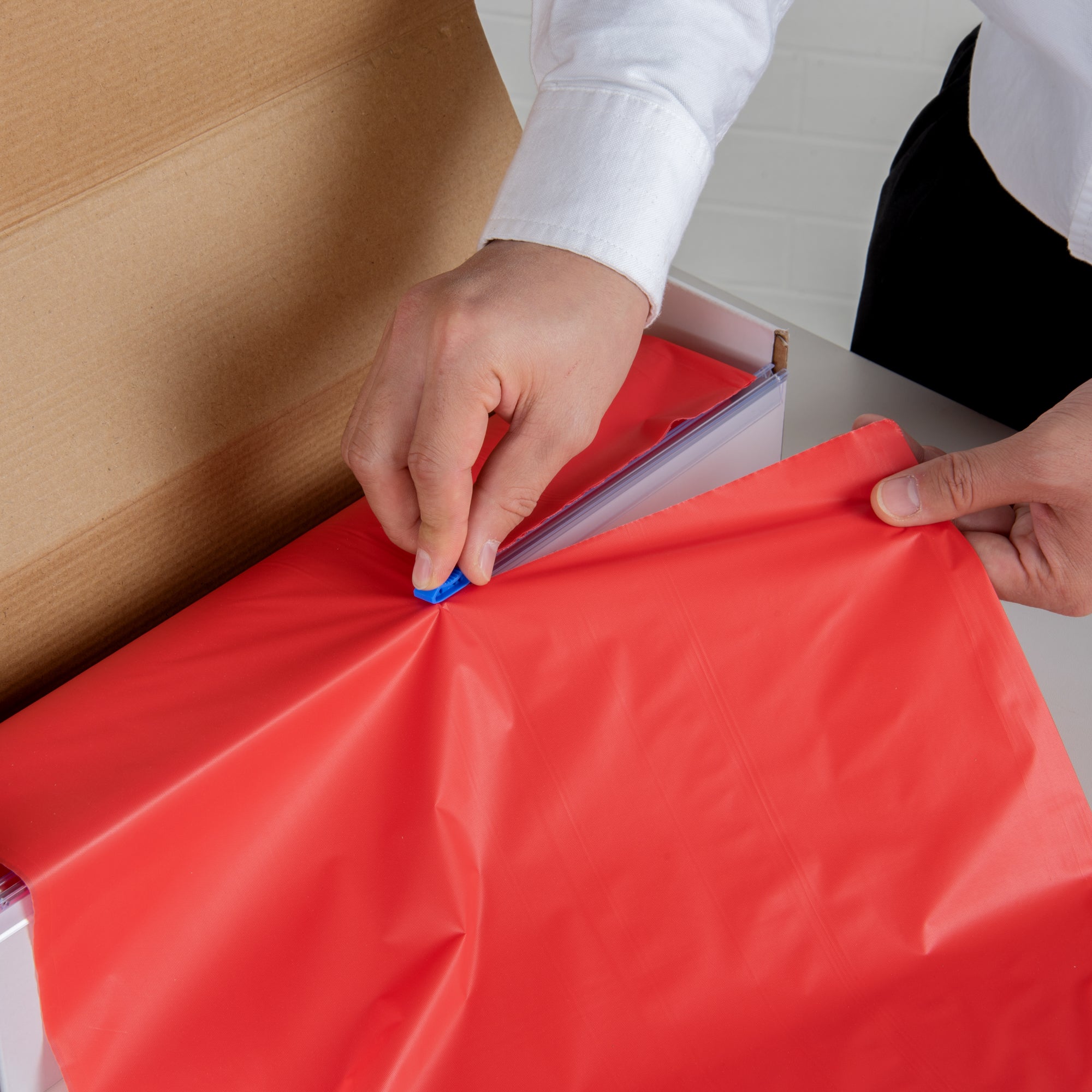 Table Tek Red Plastic Table Cover Roll - with Slide Cutter - 100' x 54" - 1 count box