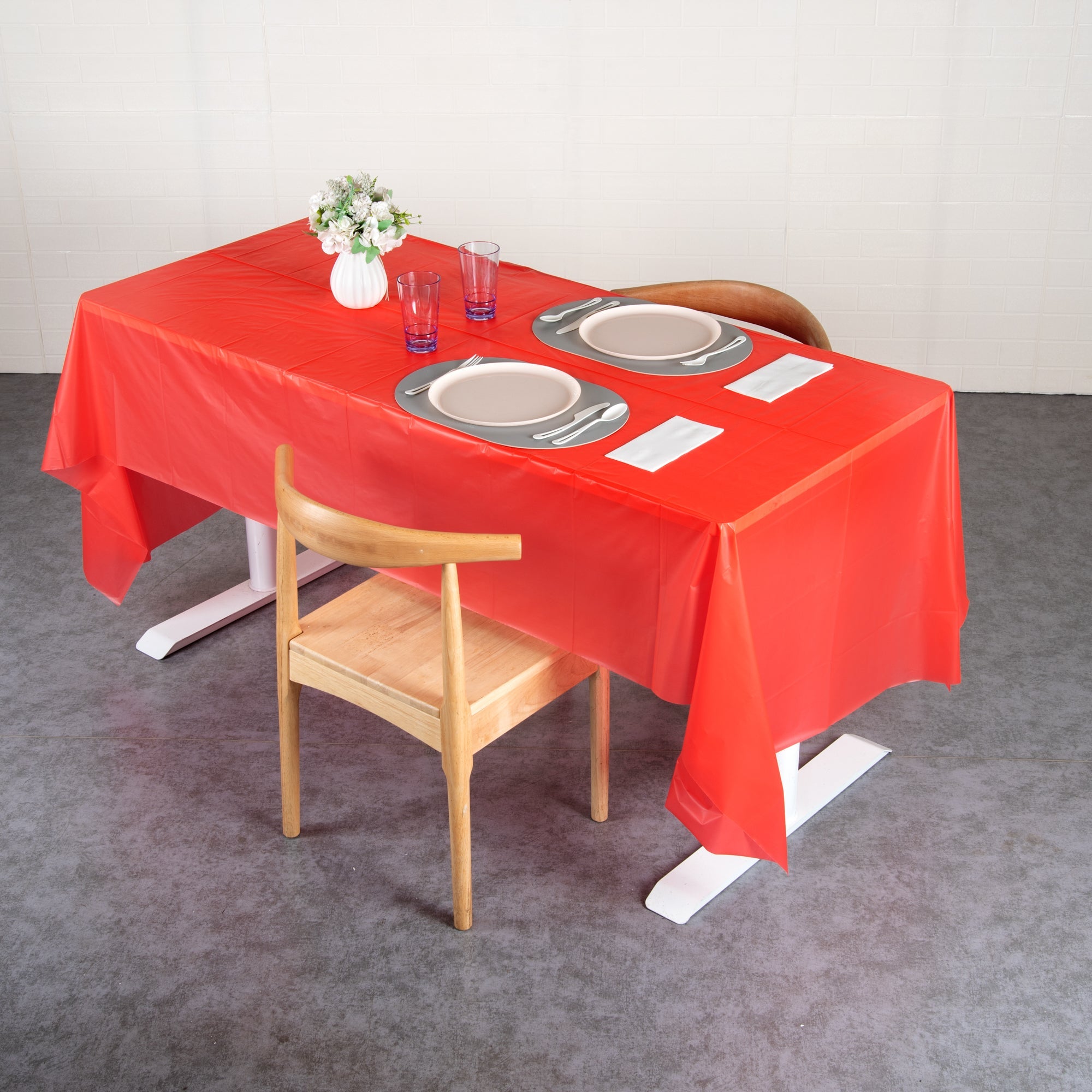 Table Tek Red Plastic Table Cover Roll - with Slide Cutter - 100' x 54" - 1 count box