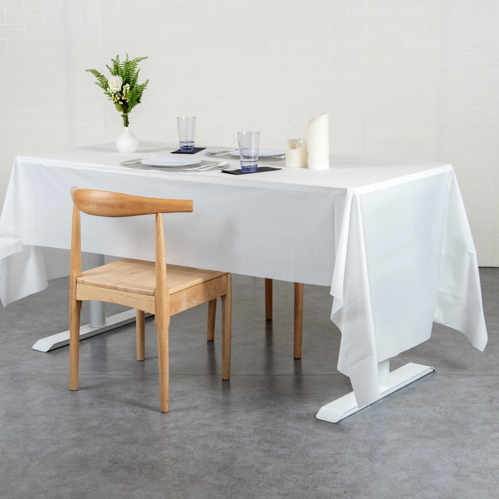 Table Tek White Plastic Table Cover Roll - with Slide Cutter - 100' x 54" - 1 count box