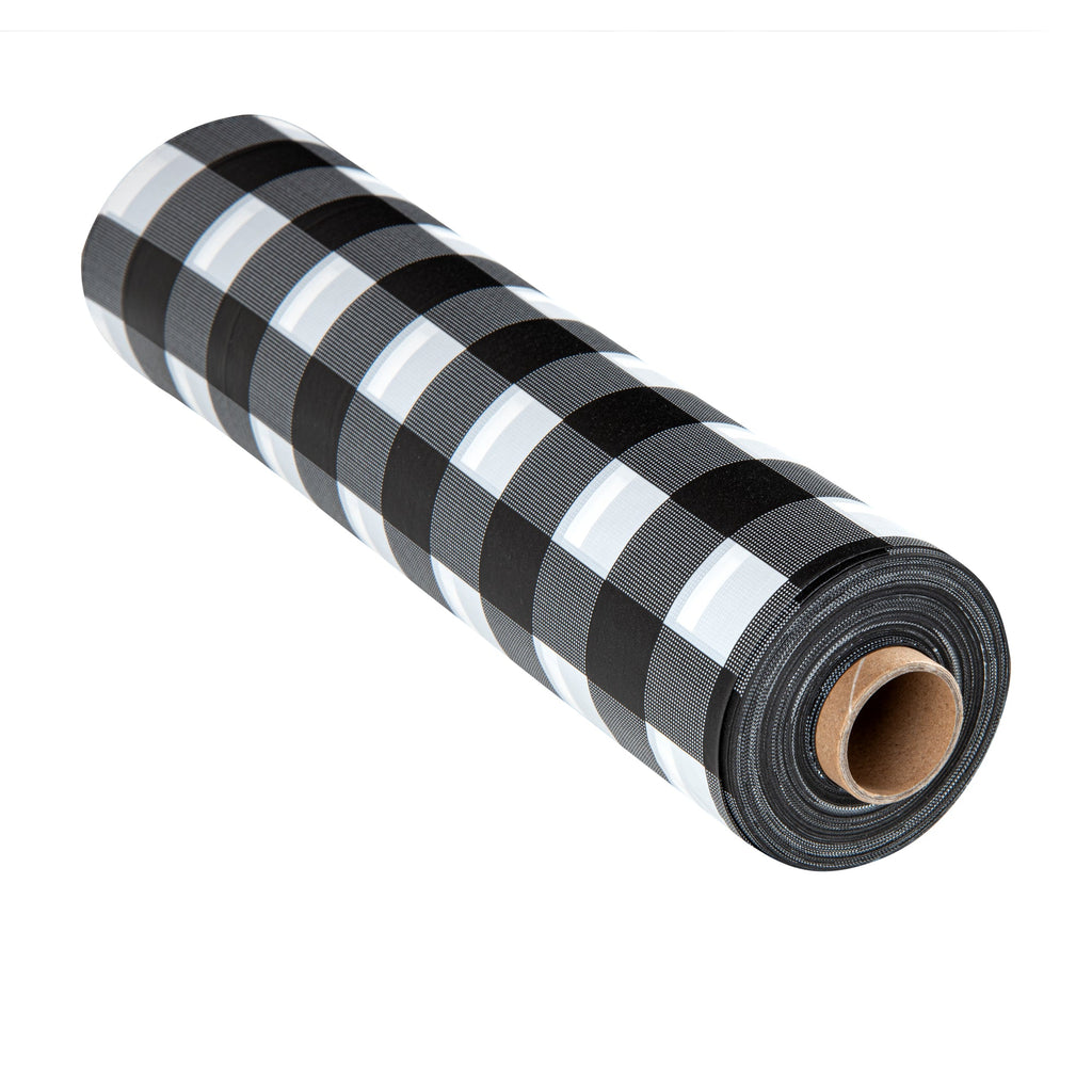 Table Tek Black Gingham Plastic Table Cover Roll - with Slide Cutter - 100' x 54" - 1 count box