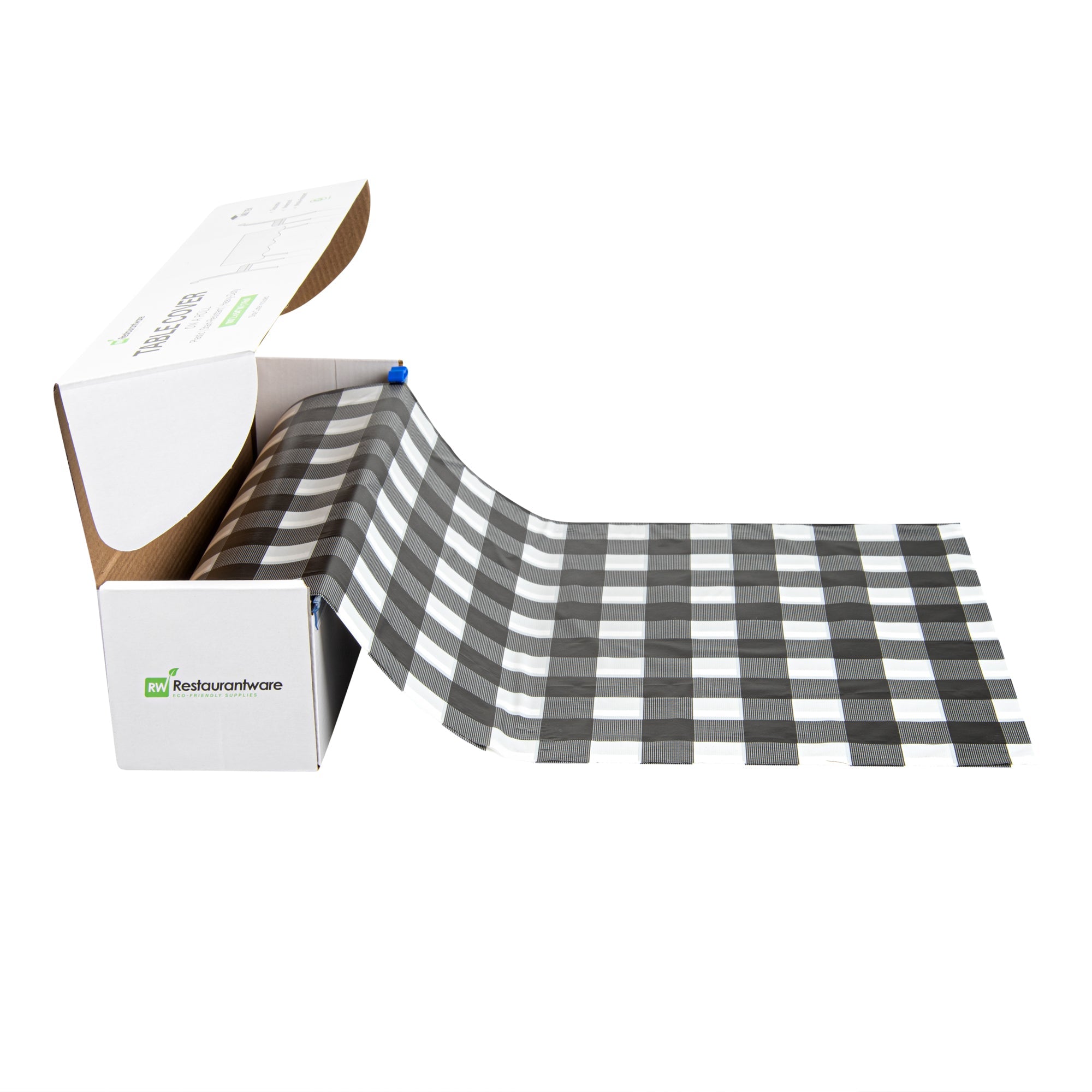 Table Tek Black Gingham Plastic Table Cover Roll - with Slide Cutter - 100' x 54" - 1 count box