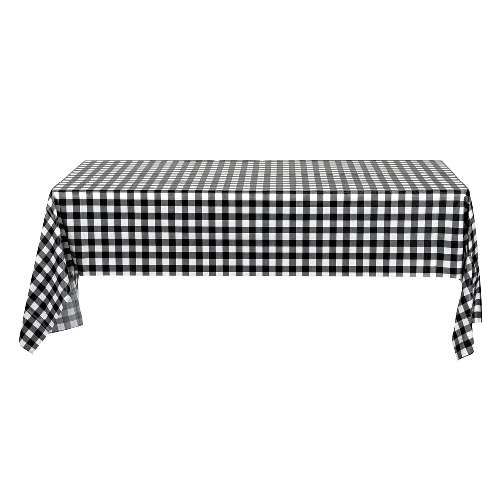 Table Tek Black Gingham Plastic Table Cover Roll - with Slide Cutter - 100' x 54" - 1 count box