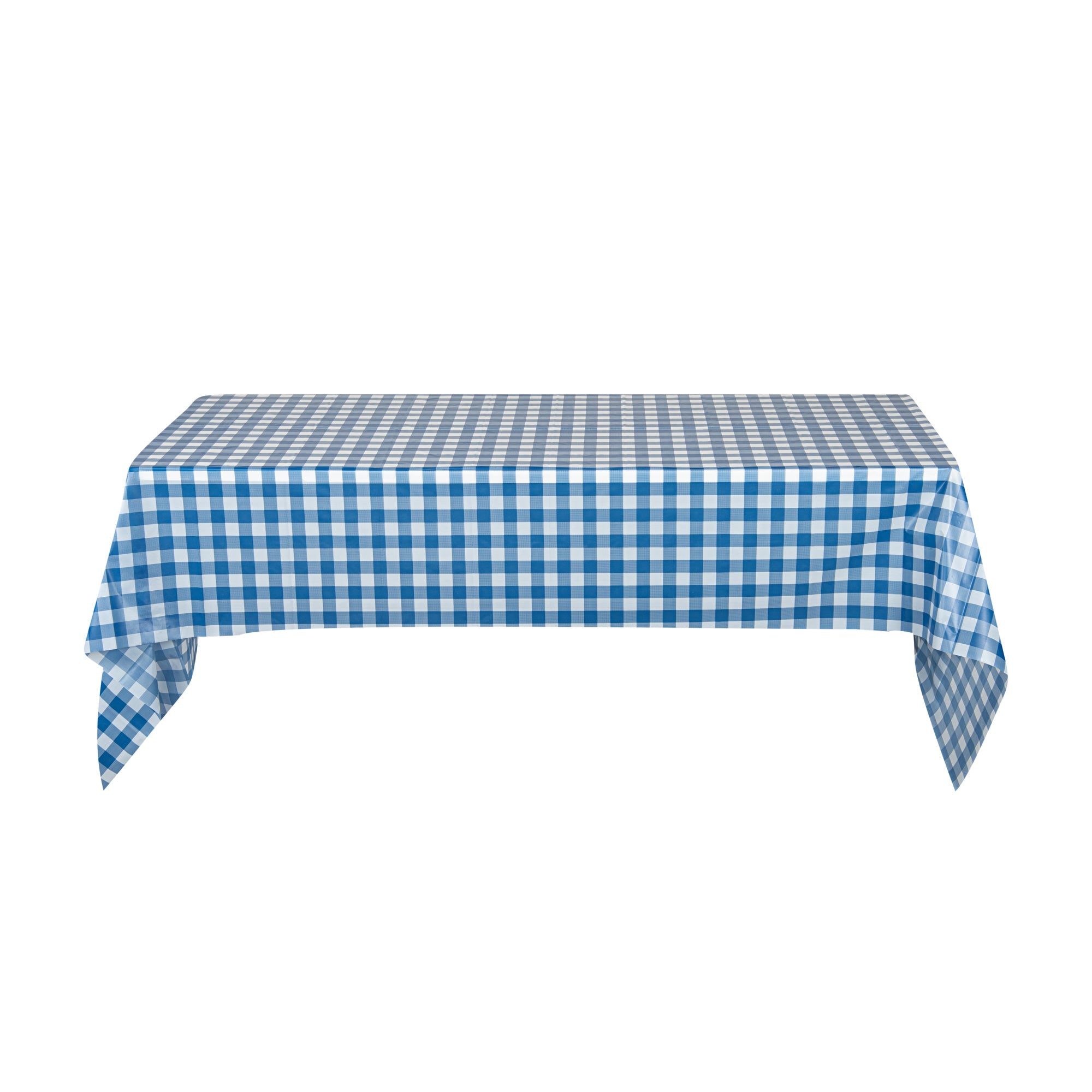 Table Tek Blue Gingham Plastic Table Cover Roll - with Slide Cutter - 100' x 54" - 1 count box