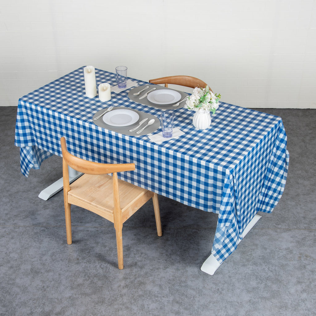 Table Tek Blue Gingham Plastic Table Cover Roll - with Slide Cutter - 100' x 54" - 1 count box